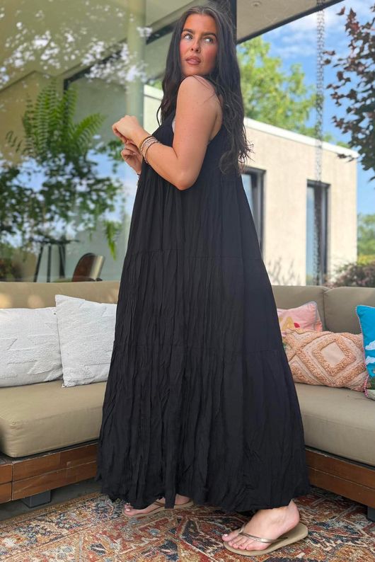 Gabriella Tie Shoulder Dress Black